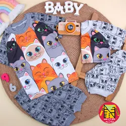 تیشرت و شلوارک ملانژ طرح گربه چشم آبی اسپرت - فروشگاه لباس شیک و پیک