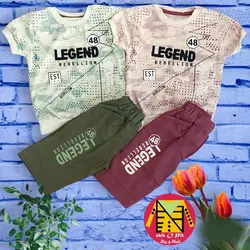 تیشرت و شلوارک ملانژ طرح لجند پسرانه - فروشگاه لباس شیک و پیک