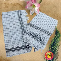 چفیه سفید حاشیه دار تراکم بالای نخی طول یک متر - فروشگاه لباس شیک و پیک