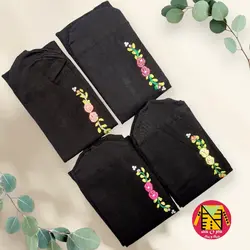 جوراب مشکی مجلسی گلدوزی، ربان دوزی و منجوق دار زنانه - فروشگاه لباس شیک و پیک