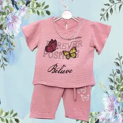 کراپ شلوارک زنجیردار ابر و بادی دخترانه - فروشگاه لباس شیک و پیک