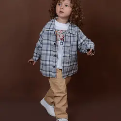 سه تیکه چهارخانه شلوار کتان پسرانه - فروشگاه لباس شیک و پیک