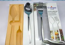 سرویس 12 پارچه قاشق وچنگال استیل یونیک اصلی ضخیم نگیر