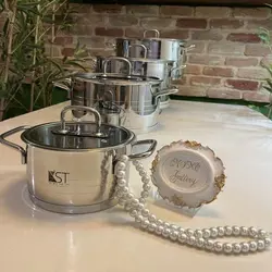 سرویس قابلمه استیل 11پارچه قالب اروپایی برند KST