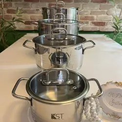 سرویس قابلمه استیل 11پارچه قالب اروپایی برند KST