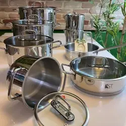 سرویس قابلمه استیل 11پارچه قالب اروپایی برند KST