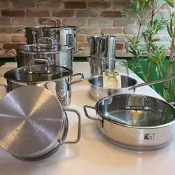 سرویس قابلمه استیل 11پارچه قالب اروپایی برند KST