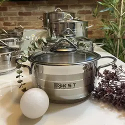 سرویس قابلمه استیل 11پارچه قالب اروپایی برند KST