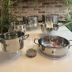 سرویس قابلمه استیل 11پارچه قالب اروپایی برند KST