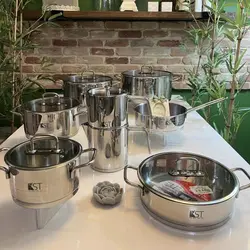 سرویس قابلمه استیل 11پارچه قالب اروپایی برند KST