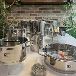 سرویس قابلمه استیل 11پارچه قالب اروپایی برند KST