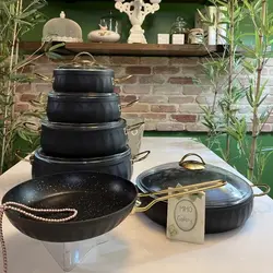 سرویس قابلمه چدن گرانيتی ۱۱ پارچه - مدل لورنز