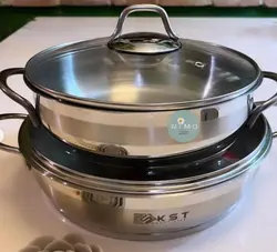 ماهیتابه استیل دربدار دودسته برند K.S.T