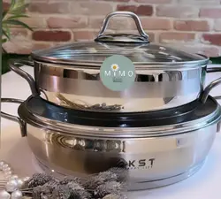 ماهیتابه استیل دربدار دودسته برند K.S.T