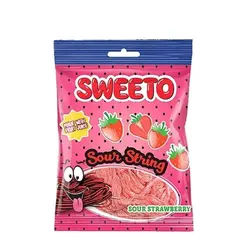 پاستیل شکری سویتو Sweeto Sour String Strawberry با طعم توت فرنگی 80 گرم