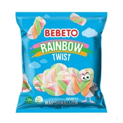 مارشمالو ببتو BEBETO RAINBOW TWIST پیچی ببتو سه رنگ 60 گرم