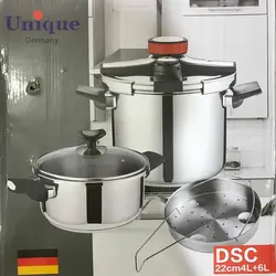 زودپز دوقلو کلیپسی یونیک آلمان ۶+۴ لیتر