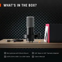 میکروفون پویا FIFINE، میکروفون کامپیوتر ضبط پادکست XLR/USB برای پخش صدای صوتی، میکروفن فلزی استودیویی با قطع صدا، جک هدفون، کنترل صدا نظارت،مدل K688