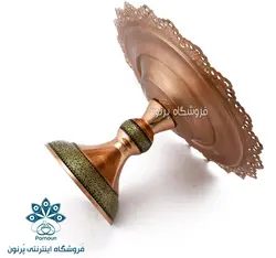 ظرف پذیرایی شیرینی مس و خاتم 30 سانتی