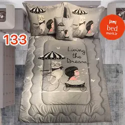 روتختی یک نفره سه بعدی دختر کالسکه سوار طوسی کد 133