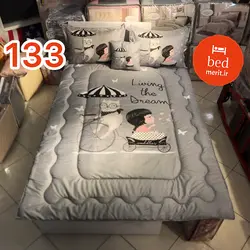 روتختی یک نفره سه بعدی دختر کالسکه سوار طوسی کد 133