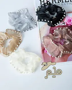 اسکرانچی حریر لب مرواریدی کوچک