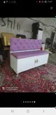 نیمکت مبلی دونفره بدنه ملانینه سفیددررنگ بندی متنوع چرم و پارچه هزینه ارسال درب منزل توسط مشتری پرداخت میشود