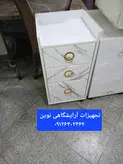 ترولی چوبی سه کشو وکیوم‌ دررنگبندی مشکی وسفید