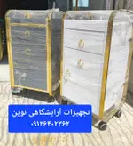 ترولی فلزی فایل دار دررنگ بندی سفید مشکی وآبکاری طلایی ونقره ای