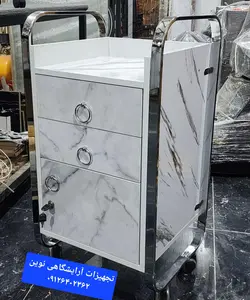 ترولی سه کشو بغل تسمه دررنگ‌بندی سفید ومشکی هزینه ارسال توسط مشتری درب منزل پرداخت میشود