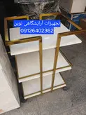 ترولی فورتیک پزشکی طلایی دررنگ بندی صفحه طرح سنگ مشکی وسفید