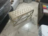 نیمکت فلزی طلایی انتظار دررنگ بندی طلایی وکروم وچرم وپارچه