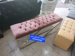 نیمکت پشدار سه نفره بدنه فلزی دوخت لمسه