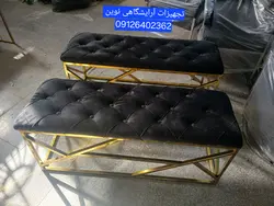 نیمکت پشدار سه نفره بدنه فلزی دوخت لمسه