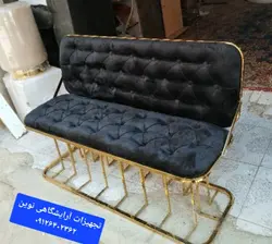 نیمکت پشدار سه نفره بدنه فلزی دوخت لمسه