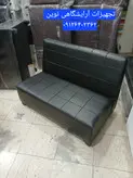 مبل کافی نت مبل گیم مبل انتظار نت سه نفره چرم مشکی جنس بادوام ومحکم