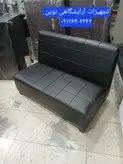مبل کافی نت مبل گیم مبل انتظار نت سه نفره چرم مشکی جنس بادوام ومحکم