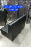 مبل گیم نت مبل کافی نت مبل انتظار سه نفره  چرم مشکی کلاف چوب