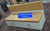نیمکت پشدار سه نفره چوبی دررنگ بندی متنوع پارچه وچرم