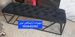 نیمکت پشدار فلزی آرایشگاهی سه نفره دررنگ بندی چرم وپارچه