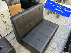 مبل گیم نت مبل کافی نت دونفره چرم مشکی کلاف چوب