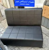 مبل گیم نت مبل کافی نت دونفره چرم مشکی کلاف چوب