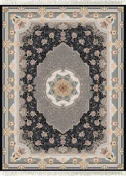 فرش 700شانه تراکم 2550 طرح صدف سرمه ای کد 0 مدرن کلاسیک شرکت فرش جم سایز صددرصد اکریلیک اکرولیک کاشان