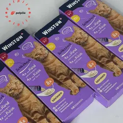 بستنی گربه وینستون- بسته 8 عددی با طعم‌های گوشت گاو و علف گربه، پنیر و تورین