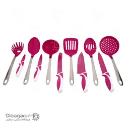 سرویس کفگیر ملاقه و چاقو | خرید ست کفگیر ملاقه 12پارچه سیلیکونی (3رنگ)| دیباگران