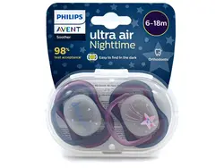 پستانک اونت اولترا ایر شبرنگی 6_18ماه ۲عددی avent ultra air ستاره dreams