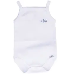 زیردکمه دار رکابی آدمک طرح خورشید سفید سایز نوزادی تا 3 سال