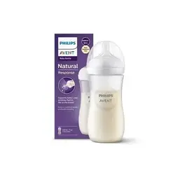 شیشه شیر اونت طلقی اورجینال ظرفیت 330 میلی لیتر سرشیشه ۴ قطره ریسپانس philips avent