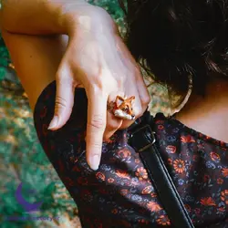 ست گردنبند و انگشتر روباه شاخ ماه - شاپ اکسسوری