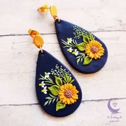 گوشواره هنری طرح گل آفتابگردان - شاپ اکسسوری